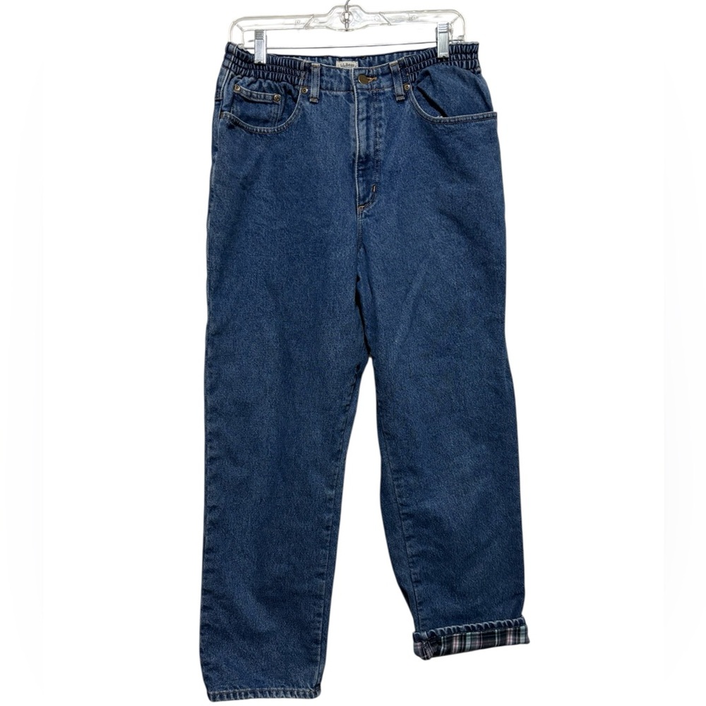 L.L.Bean Original Fit Relaxed Flannel-Lined Jeans with Partial Elastic Waistband
